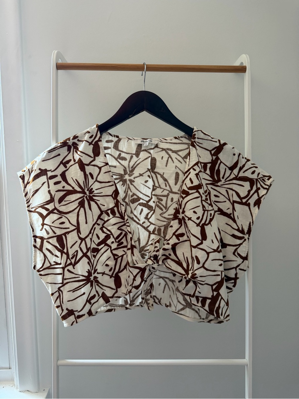 Madewell Cream Floral Tie-Front Camisole